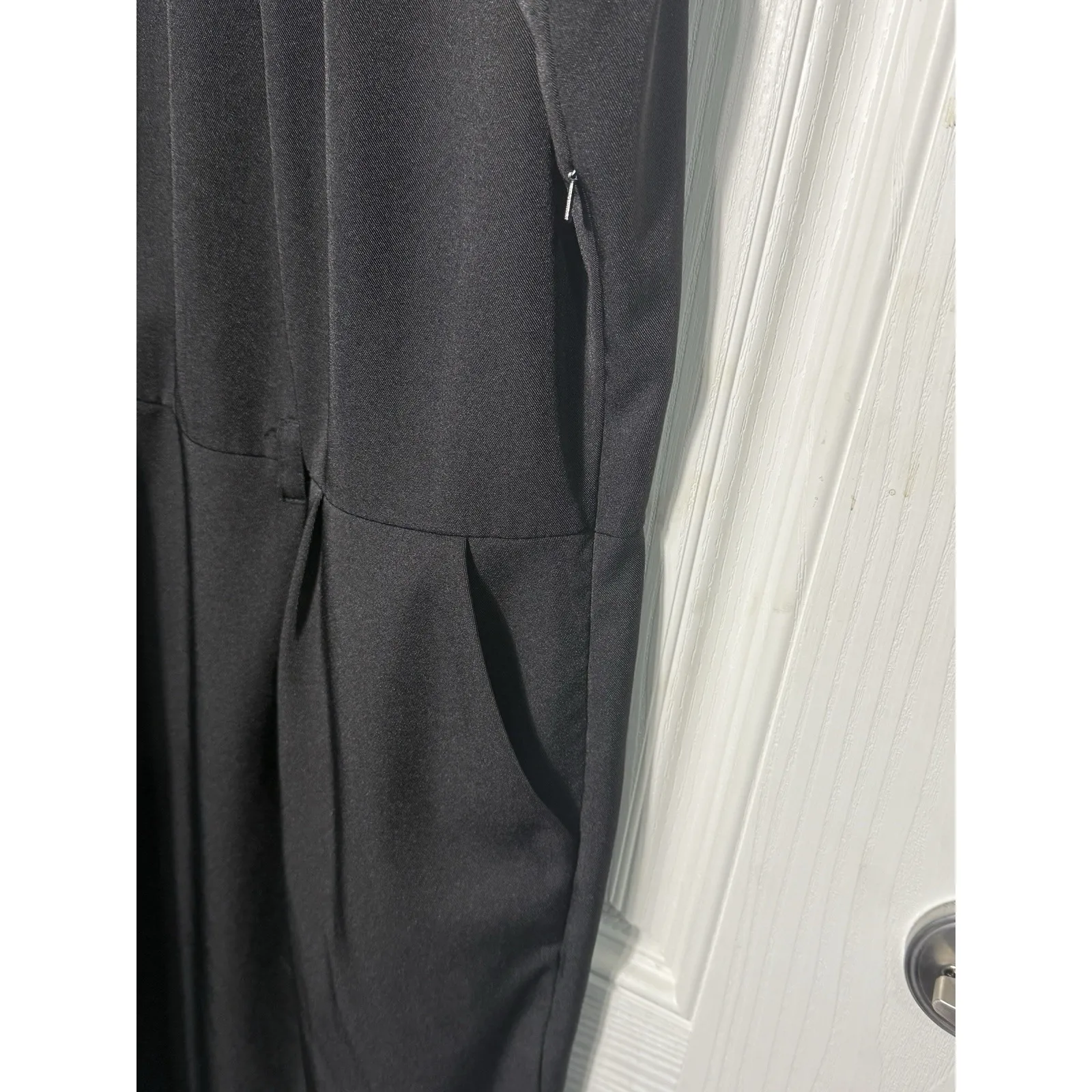 Olivia Matthews Fit Flare Dress Size 20 Black Cap Sleeves Side‎ Zip Pockets - Image 3