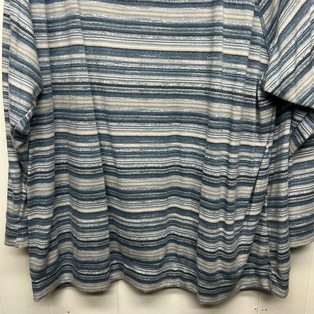 Angels Striped Long Sleeve Womens Pullover Sweater Top Size 3X Casual Loungewear Blue - Image 4