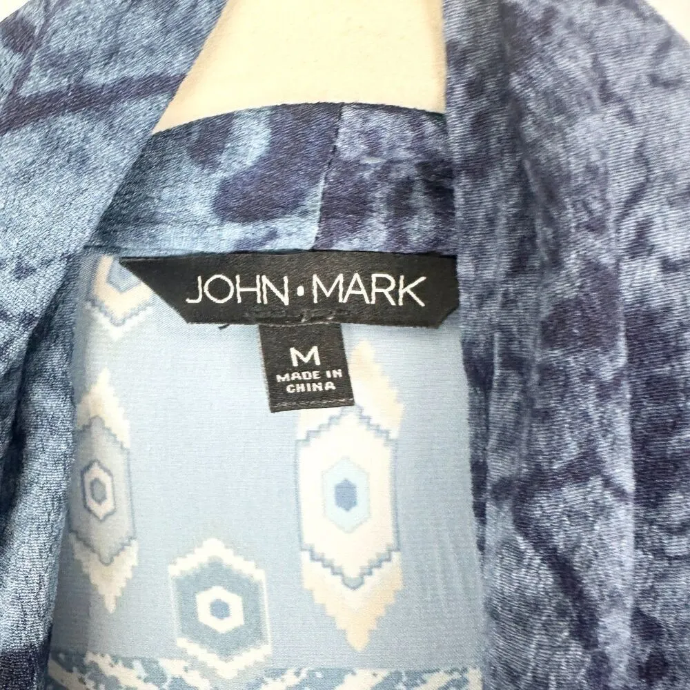 John Mark Print Embroidered Kimono Size Medium Floral Patchwork Boho - Image 7