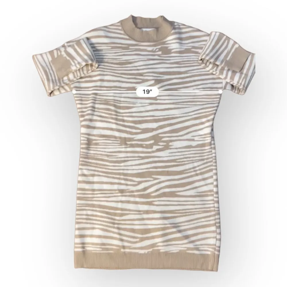 WAYF Intarsia Zebra Print‎ Sweater Dress In Beige Size S - Image 4