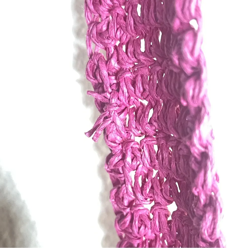 SCALA Woven Pink Vintage Seagrass Straw Purse Fun Beach Festival bag - Image 7