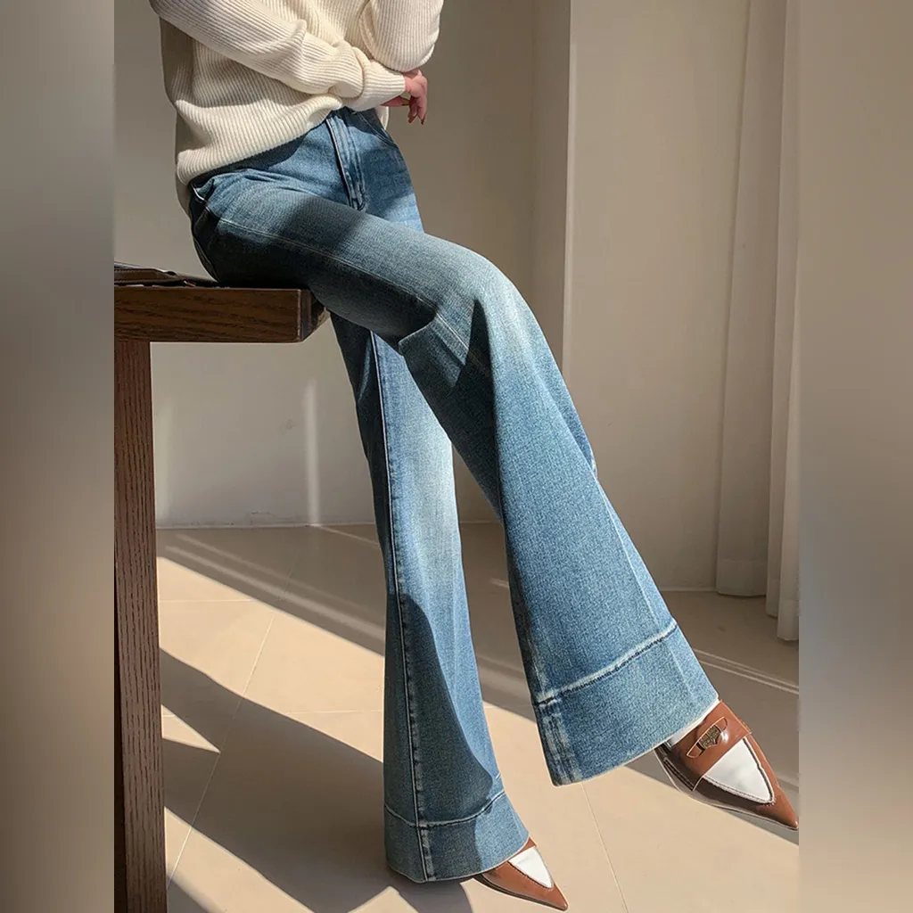 COMMENSE Washed Slim Draped Denim Pants
COLOR - Image 2