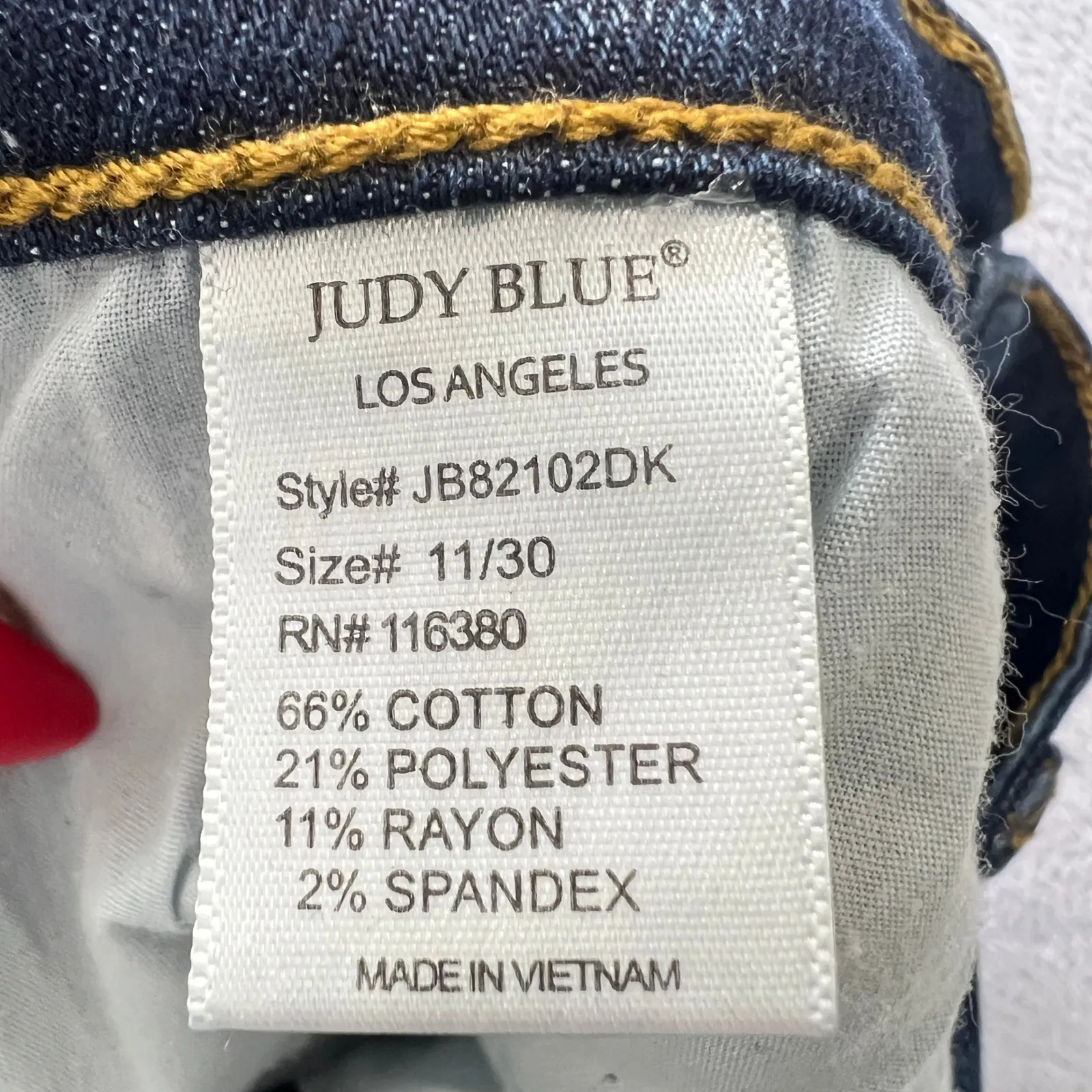 Judy Blue Los Relaxed Fit Jeans Womens Size 11/30 Dark Wash Distressed Timeless - Image 6