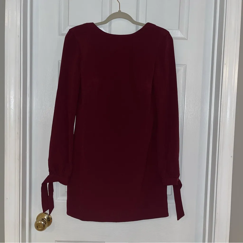 Dress The‎ Population Dahlia Dress Long Sleeve Burgundy Wine SZ XXS Backless NEW - Image 3