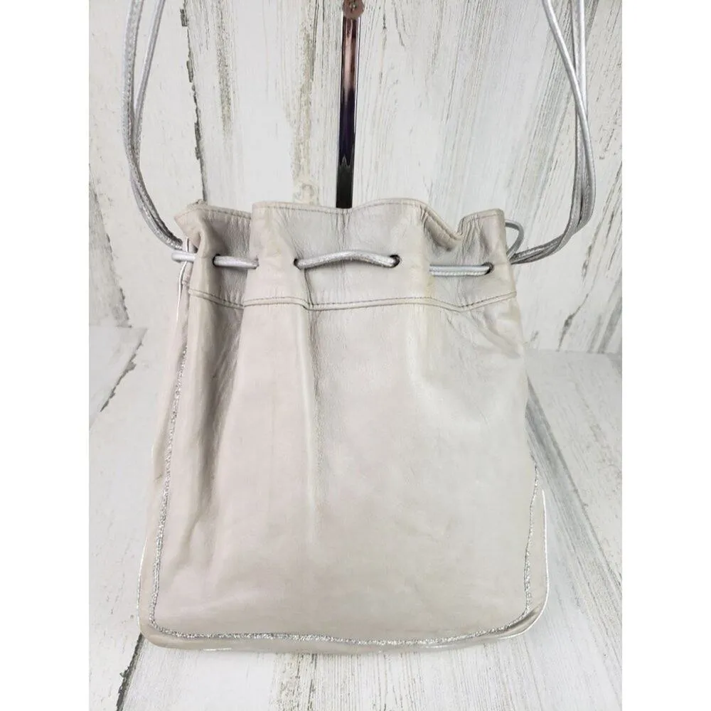Lasso Gray Silver Drawstring Hobo Bag Shoulder Bag Women's Purse - Image 4