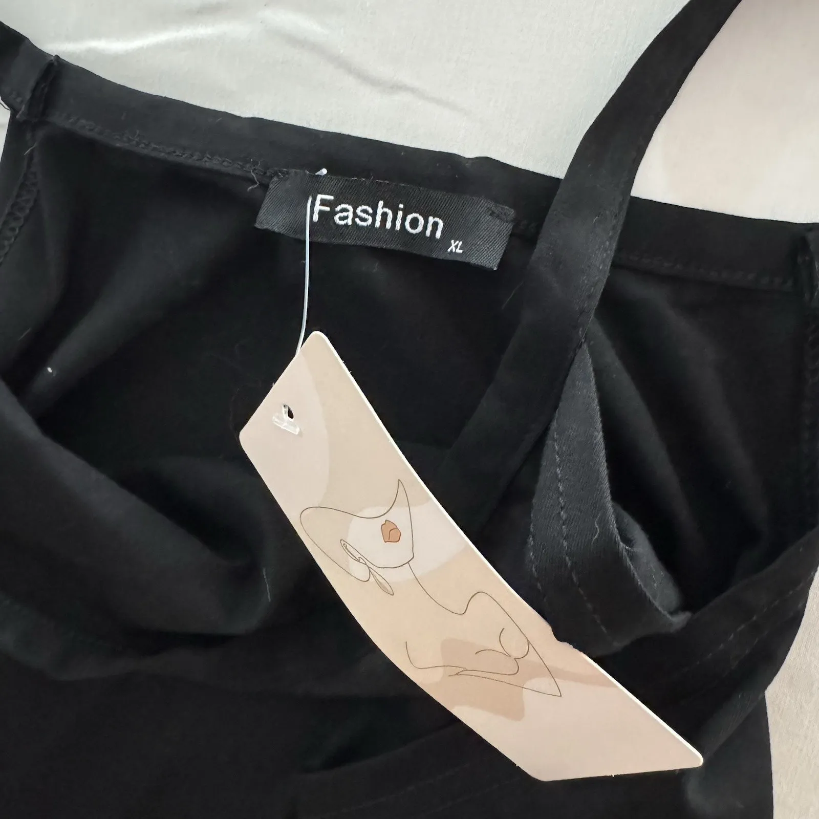 Womens Casual Sleeveless Tank Black Midi Dress Halter Neck Tie Wait Body ConXL Size XL - Image 8