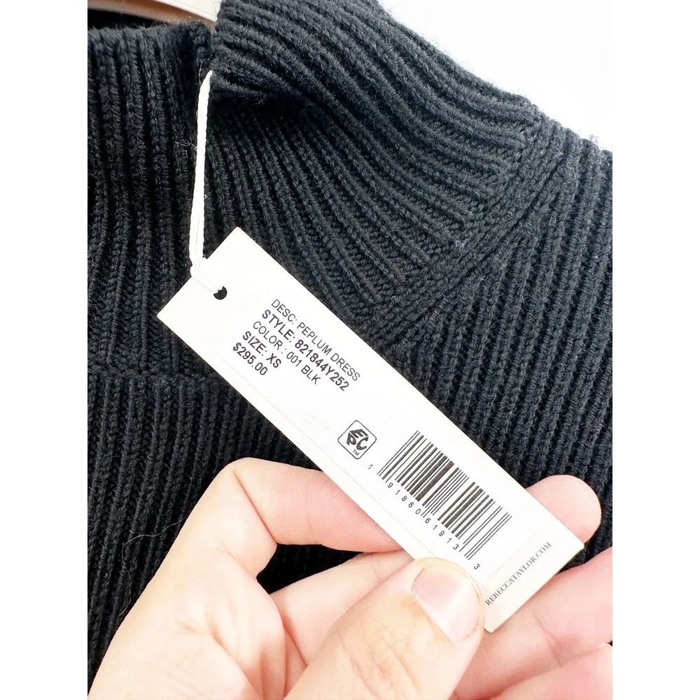 Rebecca Taylor Turtleneck Peplum Sweater Dress in Black XS - Image 3