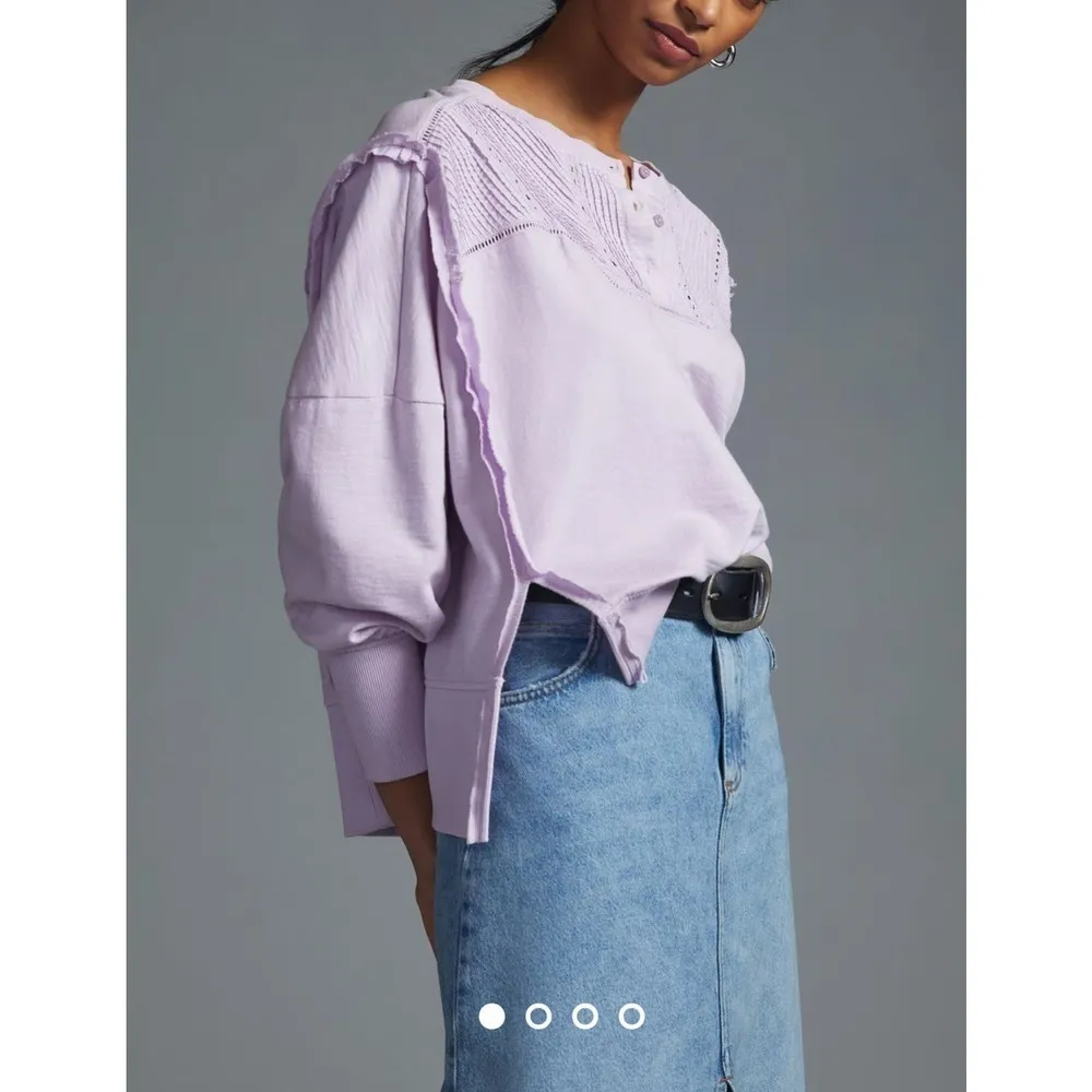 Anthropologie Pilcro Pintuck Sweatshirt Lavender XS‎ NWT - Image 11