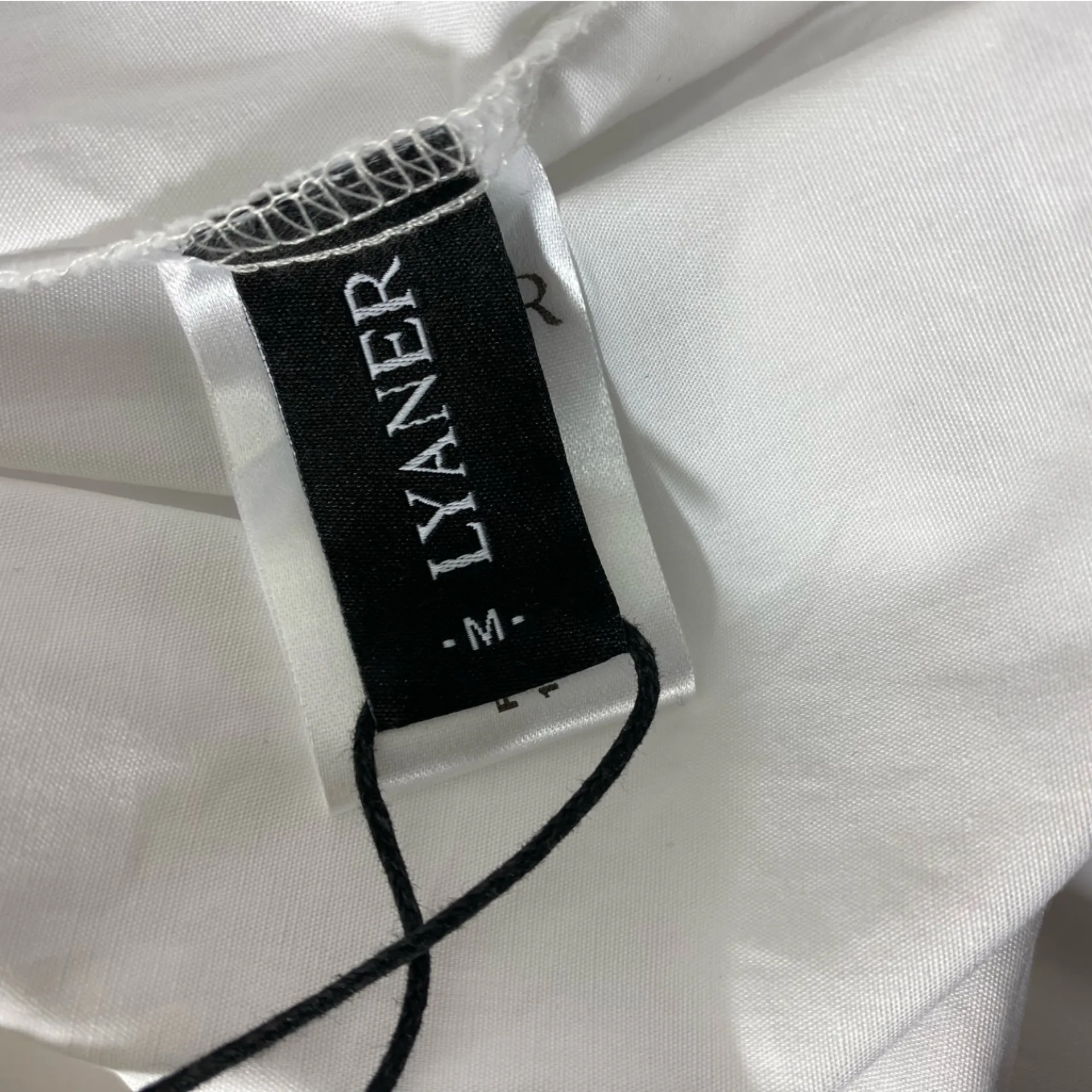 LYANER Women's M White Casual Cotton Collar V Neck Button Down Loose Shirt Dress Size M - Image 8