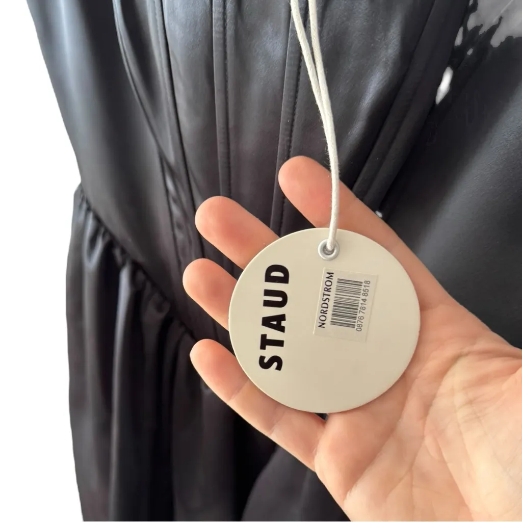 Staud‎ Landscape Mini Dress Satin Black Size 2 - Image 8