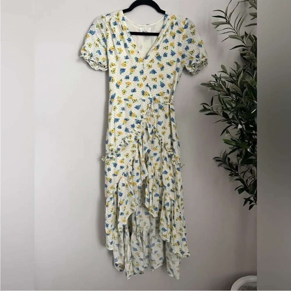 Anthropologie Lost &‎ Wander mama Mia midi wrap flower dress in cream xs Yellow - Image 3