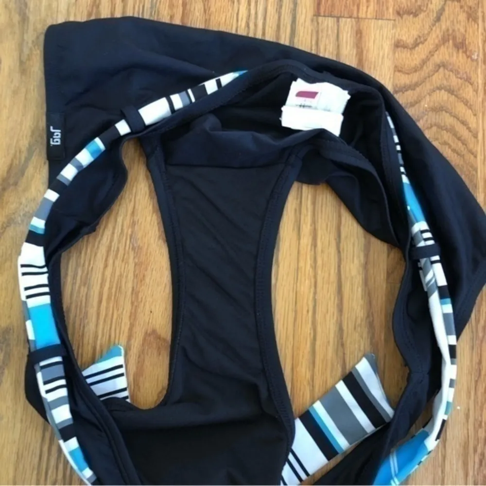 Jag jeans NEW NWOT Solid Black Blue White Belted Stripe Y2K Bikini BOTTOM XL - Image 7