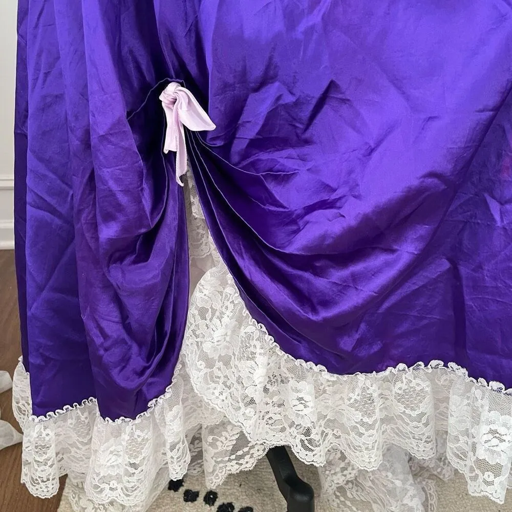 Vintage 80s Zum Zum Purple Little Bo Peep Prom Dress M 8 10 - Image 10