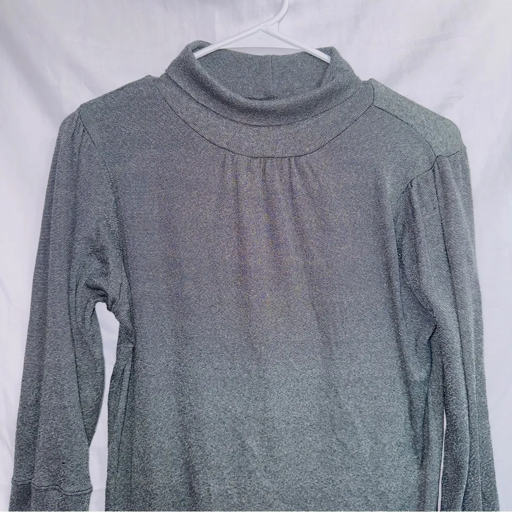 Michael Star Gray Long Sleeve 100% American Mock Neck Tunic Shirt One Size - Image 4