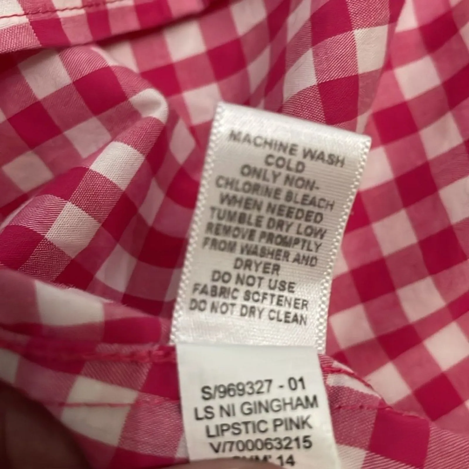 Banana Republic Pink Gingham Non-Iron Fitted Button Up Shirt Womens Size 6 - Image 10