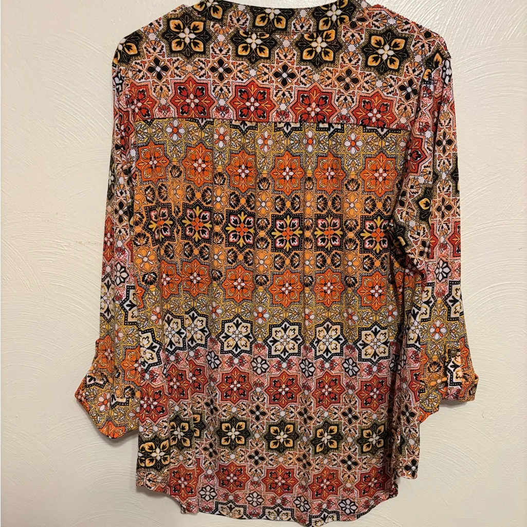 Roz & Ali Vibrant Geometric Blouse - Image 8