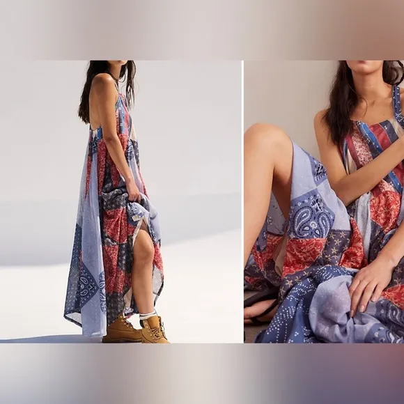 NWT Free People We The Free Heritage Maxi Dress - Americana Combo - Small - Image 2