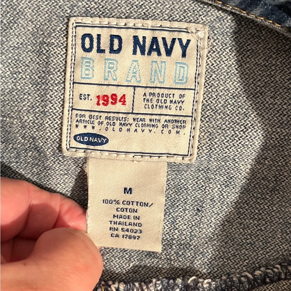 Vintage Old Navy Denim Medium Wash Metal Snaps Jacket Pockets Women’s Medium - Image 9