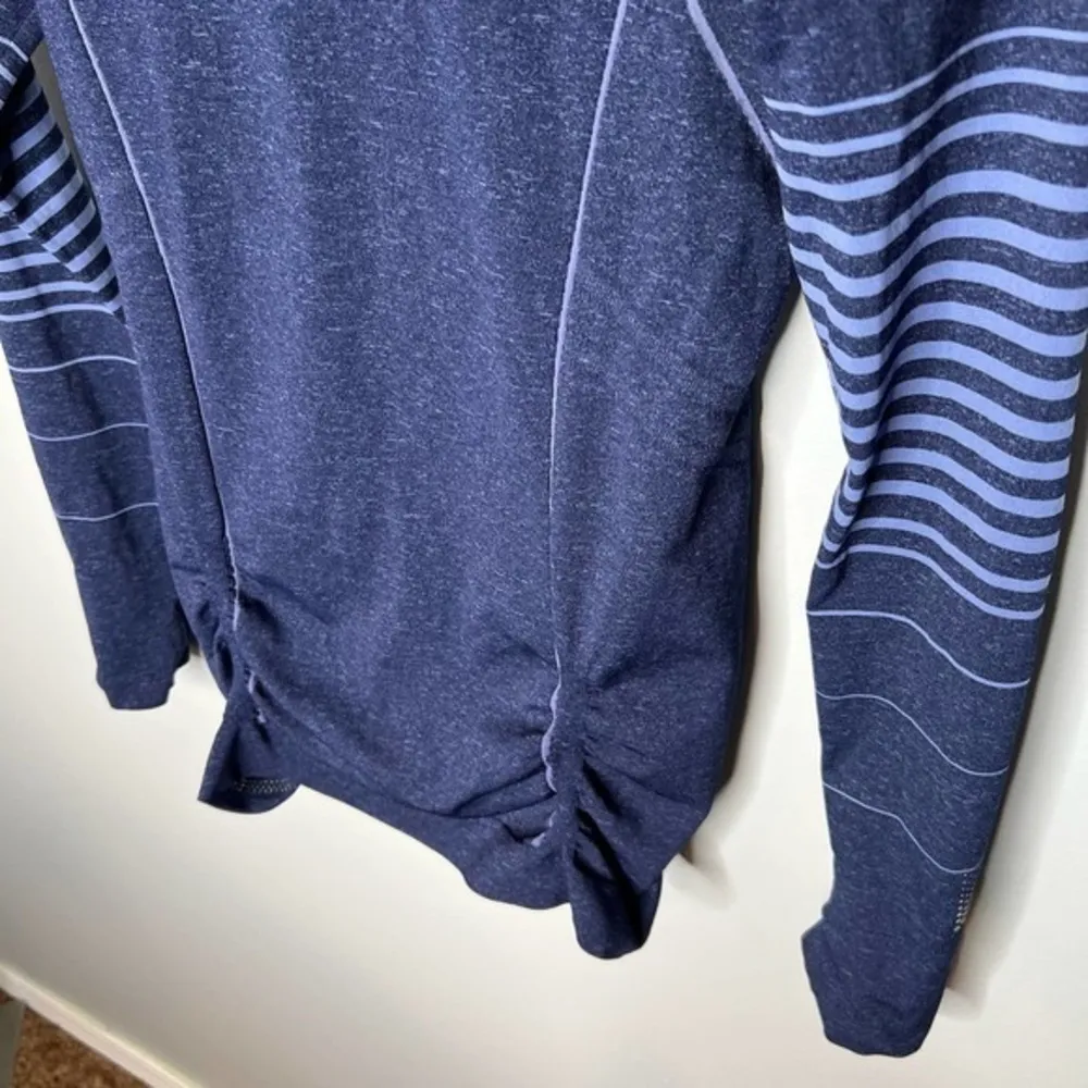 Athleta Stripe Fastest Track Hoodie, Navy Heather SIZE XS STYLE #457057 running - Image 4