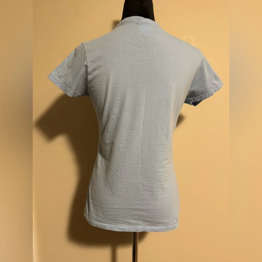 EUC Port & Company Blue, Pink and White Moon Vaporwave Aesthetic tee size small Blue - Image 5