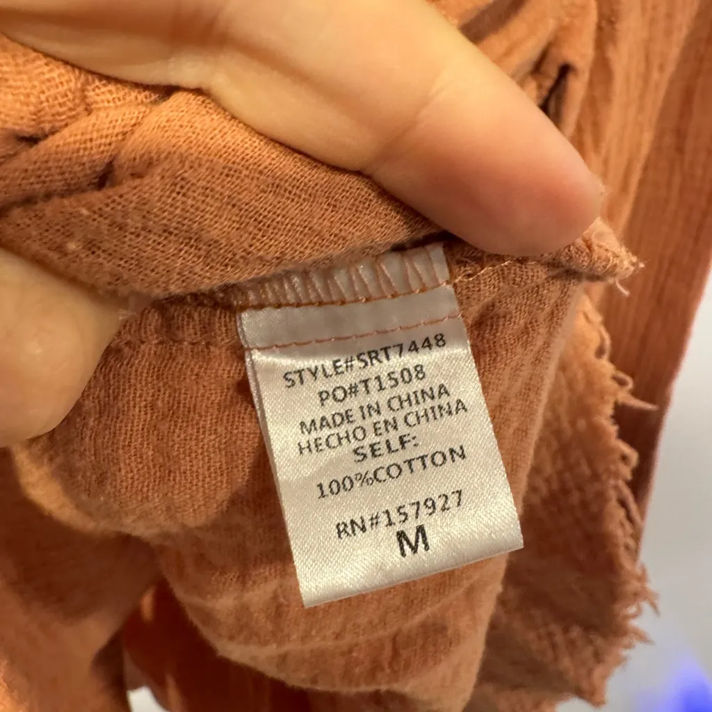 La Miel Salmon cotton gauze button down‎ shacket Pink Size M - Image 3