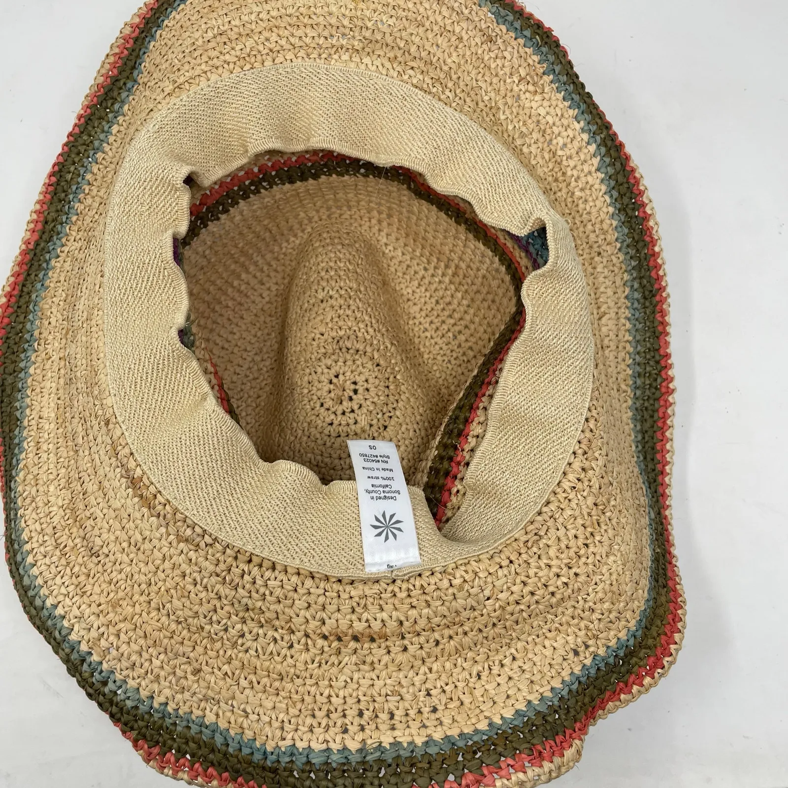 Athleta Baja Straw Cowgirl Hat Coastal Beach Stripe Western Boho Women One Size - Image 7
