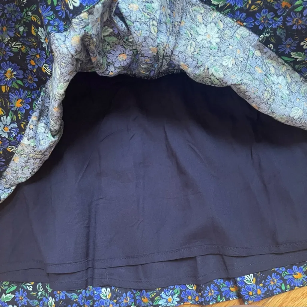 Free People The Avenue Mini Coquette Dress Floral Ruffle Cutout Scoop Neck S - Image 9