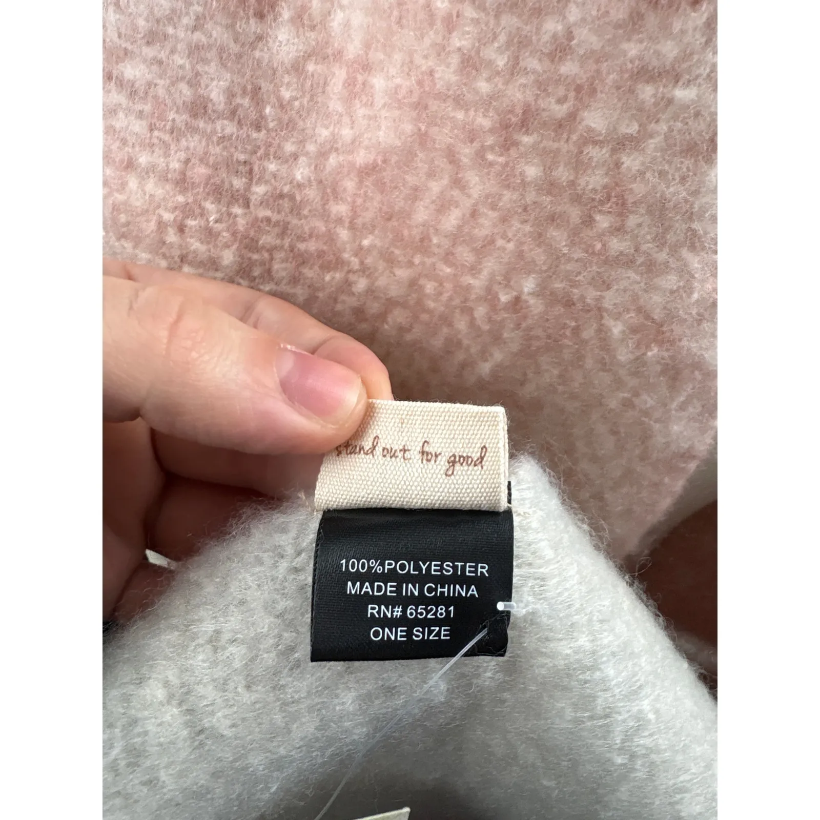 Women’s Altar’d State O/S Blush, Cream, & Grey Plush Scarf - Image 6