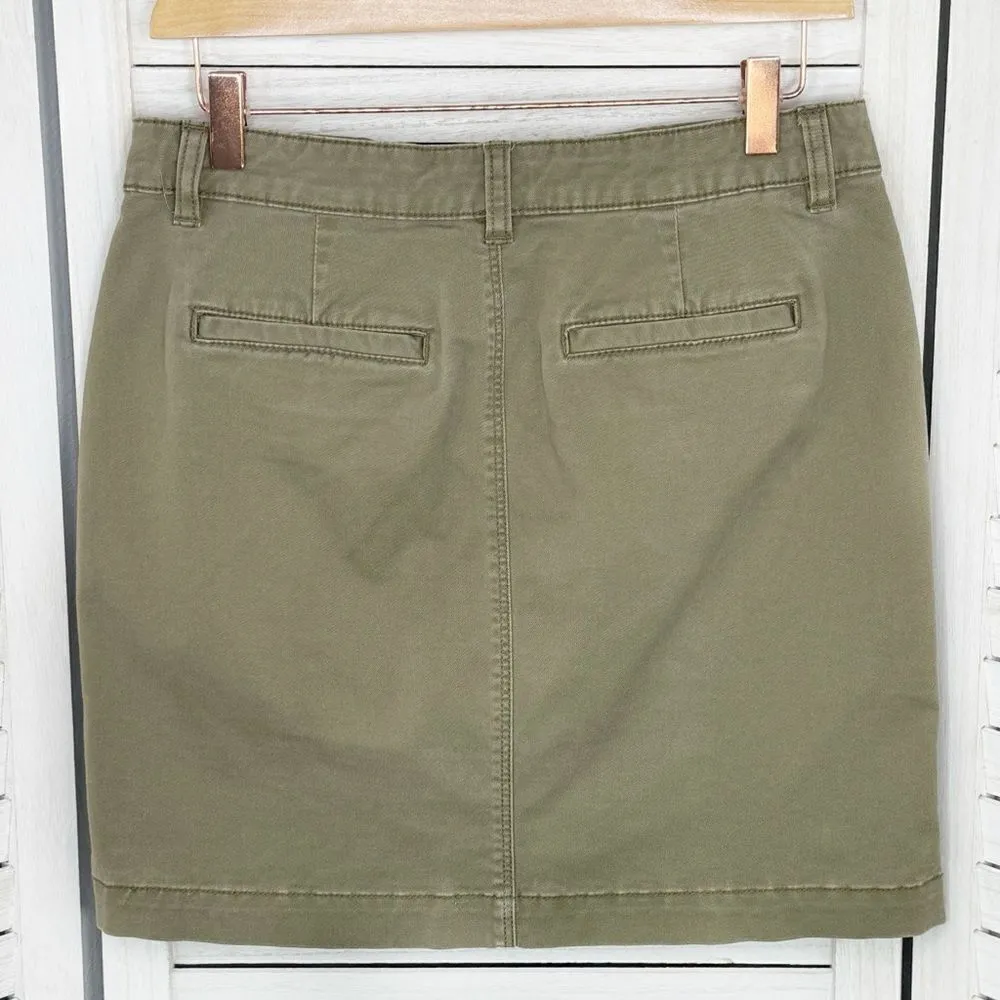 G.H. Bass Twill Utility‎ Mini Pencil Skirt Khaki Green Size 2 Cotton Green - Image 2