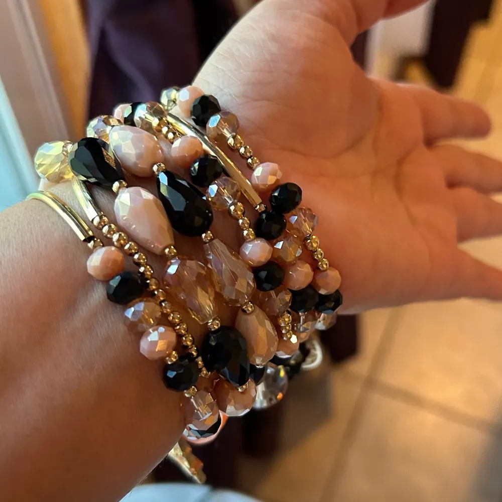 7 pcs bracelet set , multilayered boho bracelet set black - Image 5