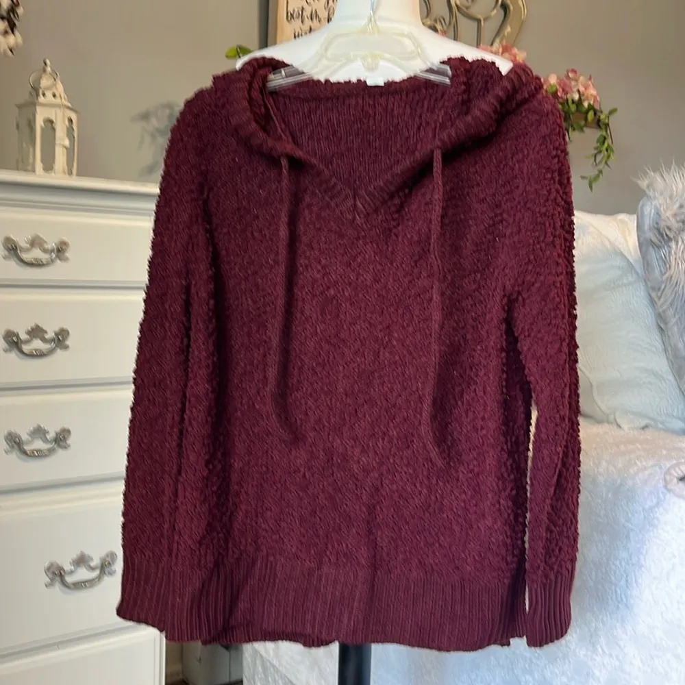 Chunky Oversized Popcorn Sweater Wine Hoodie Red - Image 4