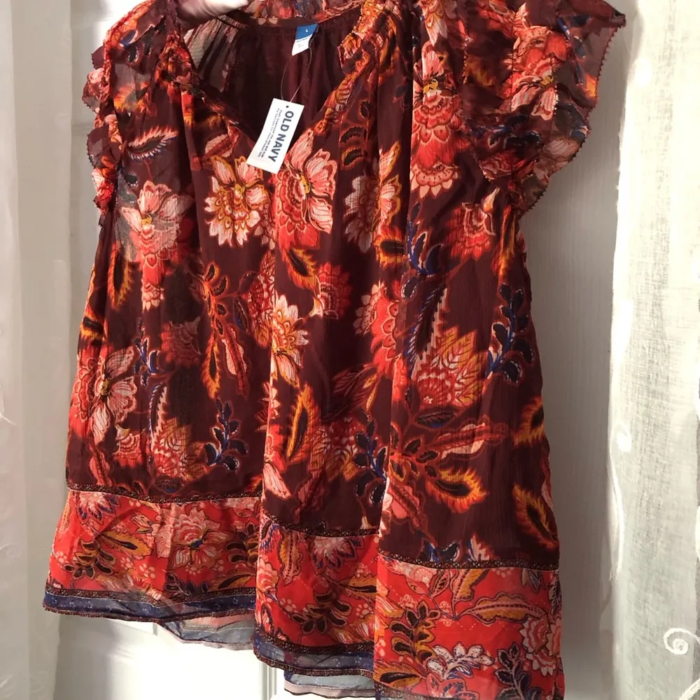 Old Navy New  boho print blouse top, women size large - Image 6