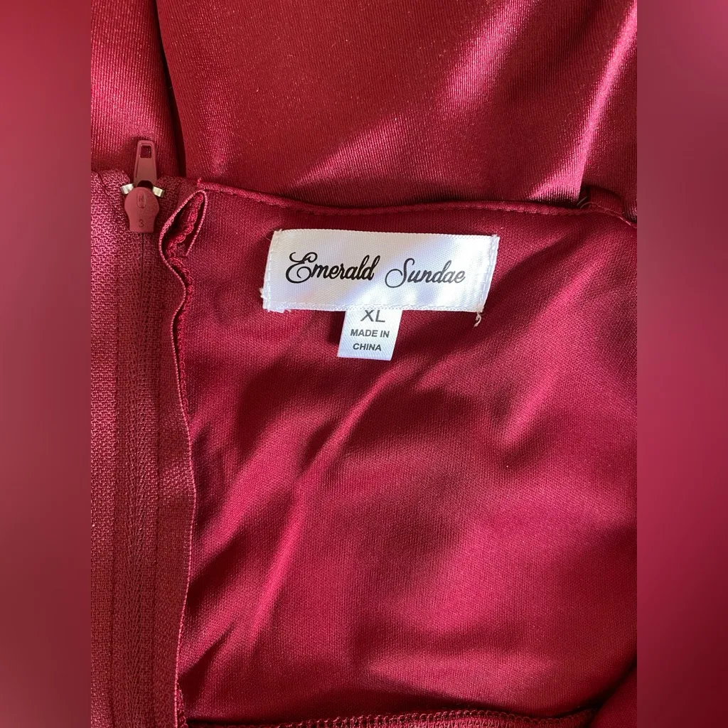 NWT Emerald Sundae Satin Dress Wine Juniors Size XL - Image 10