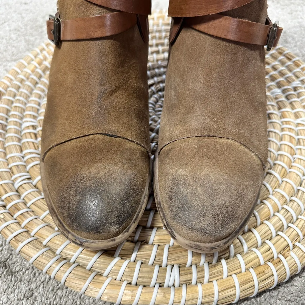 Roan by Bed Stu Women’s Jag Suede Leather Ankle Boots Distressed in Dark Tan 8 Brown - Image 6