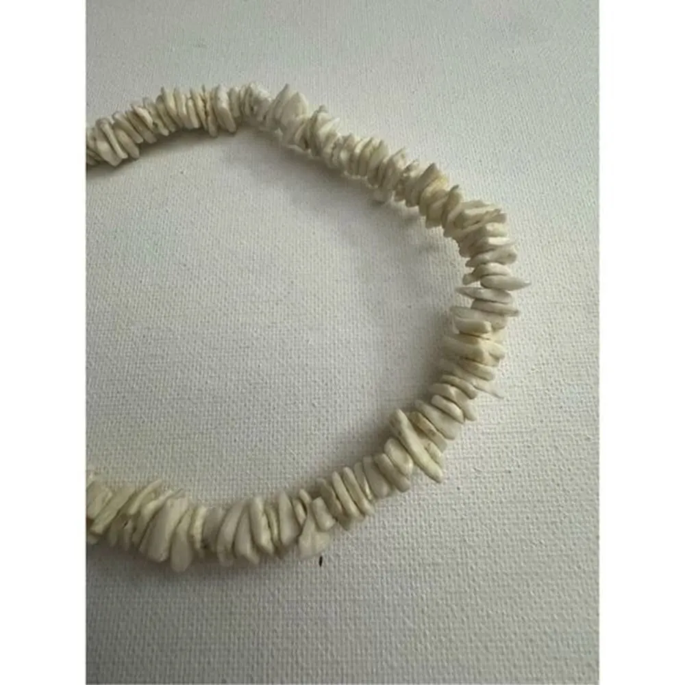Vintage Y2K Womens White Pebbled Stone Collar Choker Necklace Surfer Beachy 90's - Image 3