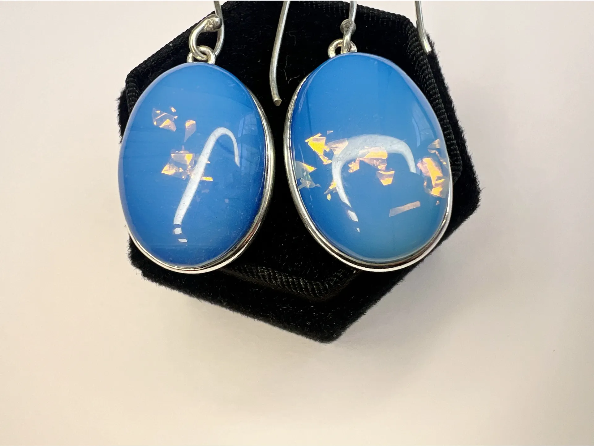 Handmade Silver blue sky earrings with hooks - Image 3