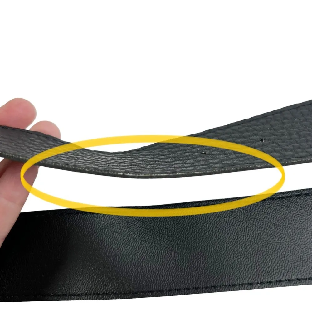 Black Pebbled Faux Leather Square Silver Vine Pattern Buckle Belt - Image 7