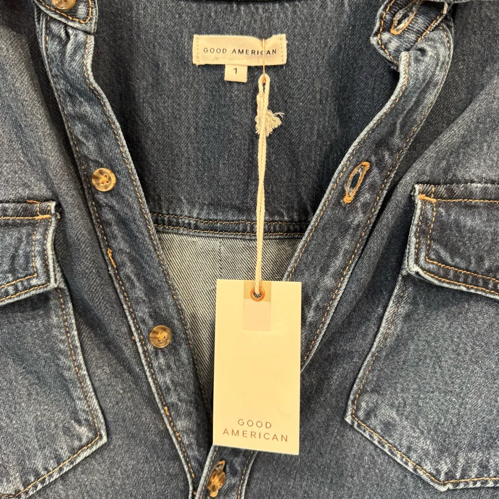Good American Weightless Easy Denim Shirt Oversized Button Down Long Sleeve - Image 4