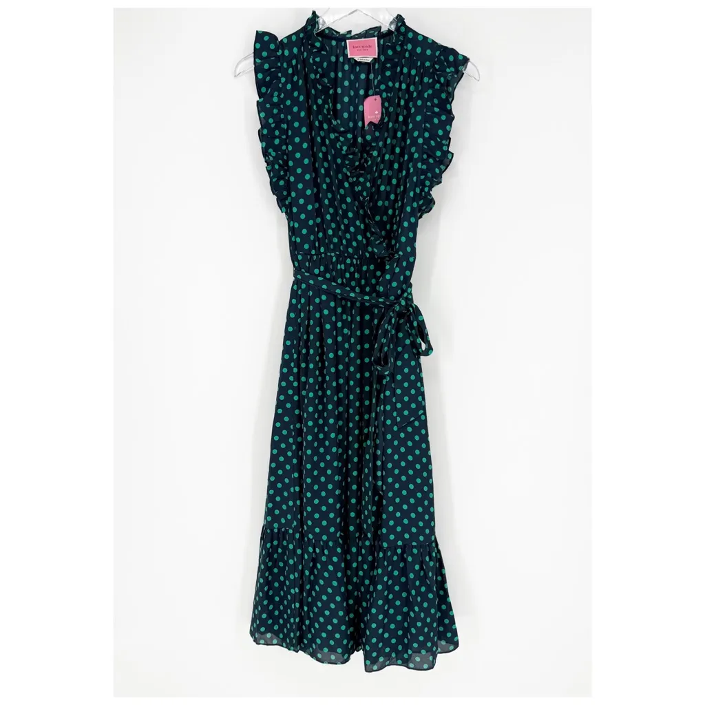 NWT Kate Spade Polka Dot Belted Midi Dress 6 - Image 2