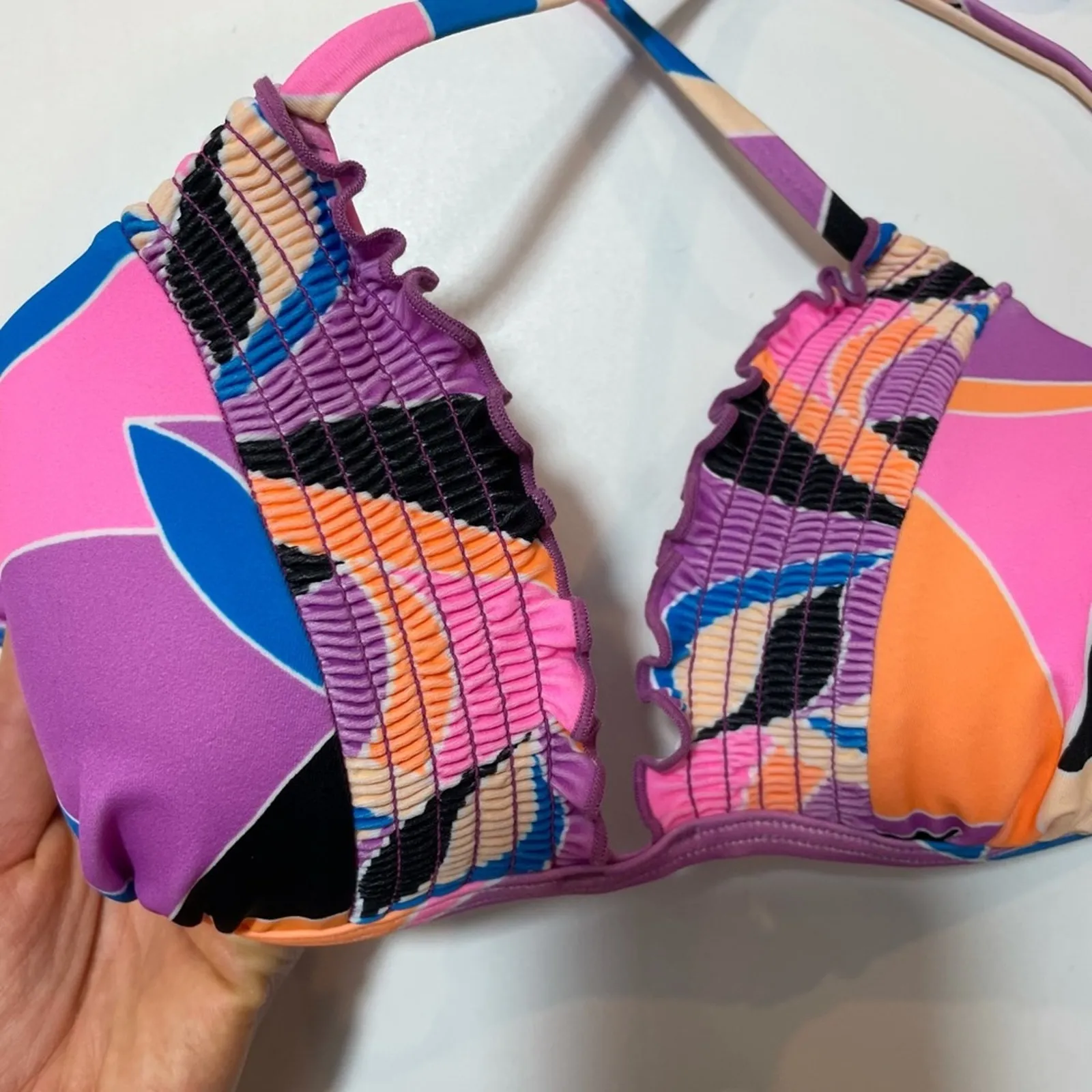 Salt+Cove Kaleidoscope Smocked Bikini Swim Top Purple Size undefined - Image 5