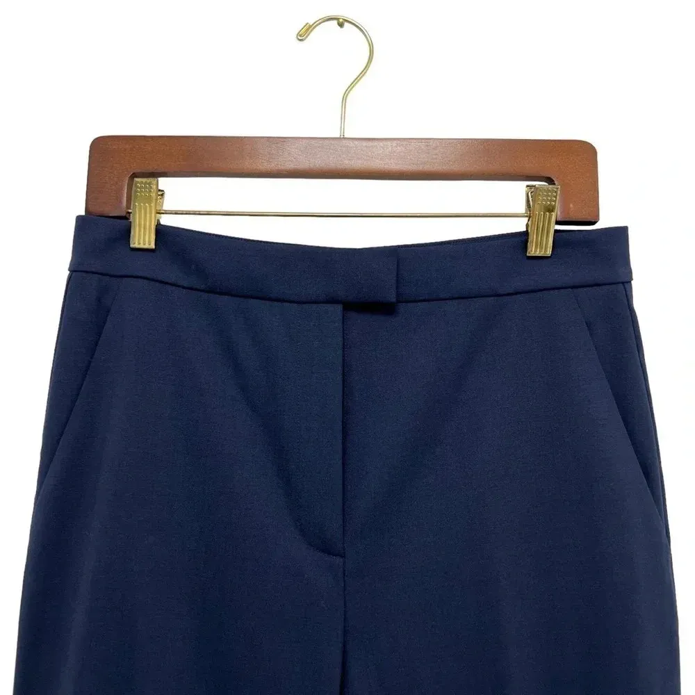 St. John Women’s Wool Cropped Straight Leg Pants Navy Cuffed Hem Office Size 6 - Image 5
