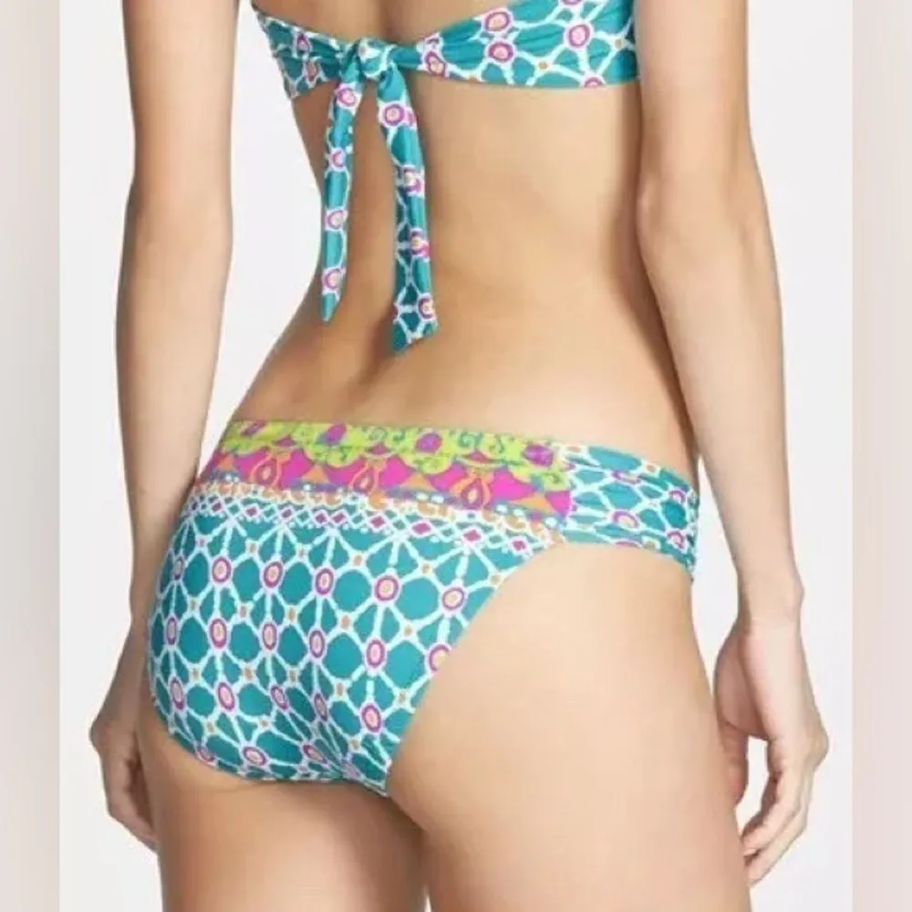 Trina Turk Venice Beach Twist Bandeau Bikini 2-Piece in Turquoise Combo Size 10 - Image 12