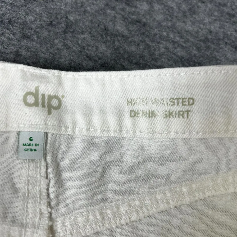 Women's dip High Waisted Distressed White Jean Denim Pencil Skirt Size 6‎ NWT - Image 2