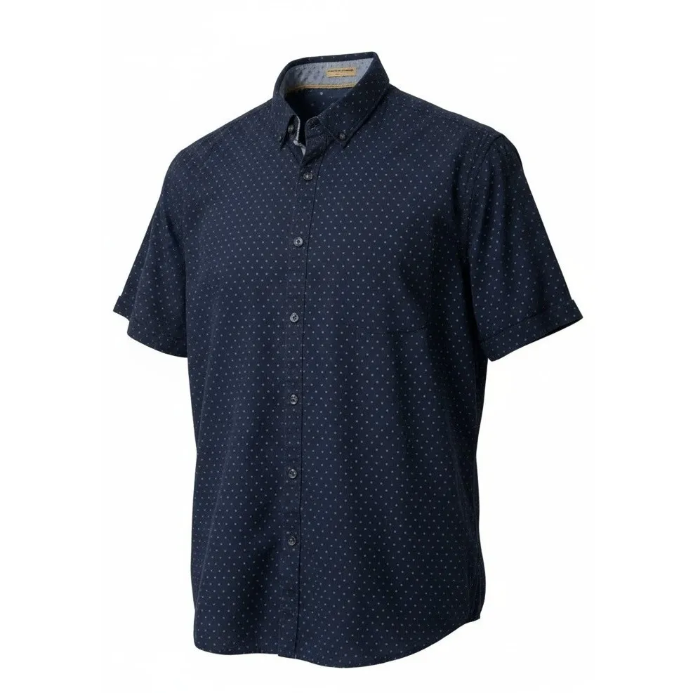 Denim &‎ Flower XL Blue Polka Dot Short Sleeve Button Up Shirt Classic Preppy - Image 3