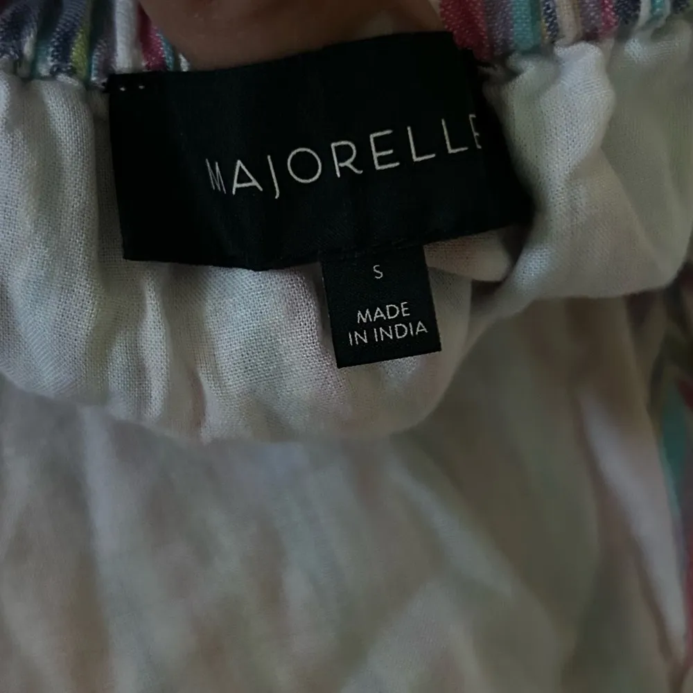 Majorelle Revolve Costello Mini Dress Rainbow Stripe Plunge V Neck Ruffle Sleeve - Image 6