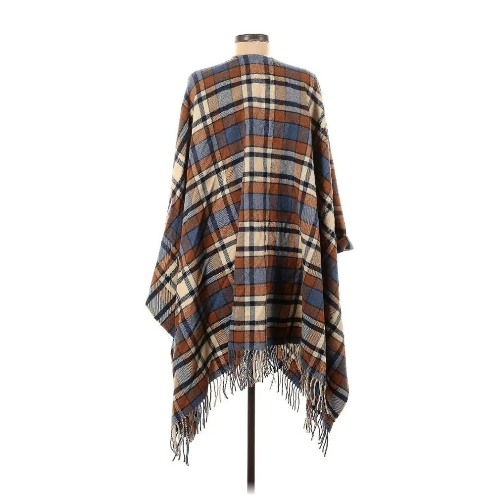 NWT Doen Ember Wrap in Saint Moritz Plaid Wool Cashmere Fringe Poncho S O/S Size undefined - Image 9