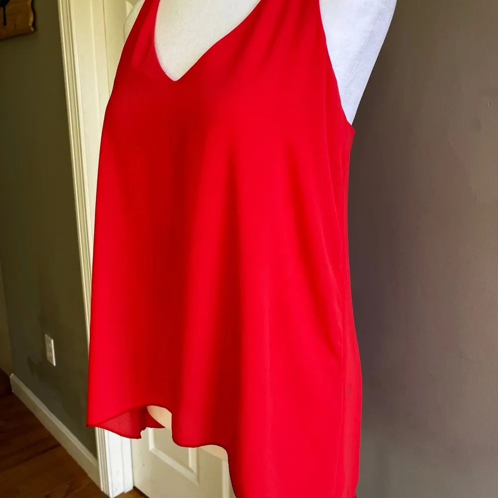 Red Sleeveless Tank Top V Neck Casual Blouse Summer Work Party Date Night Small - Image 6