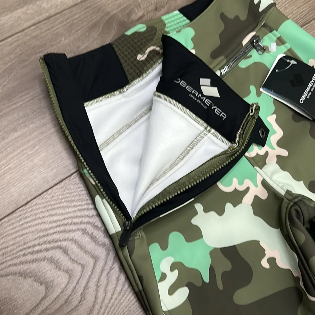 Obermeyer Jinks ITB Softshell Underboot‎ Green Camo Ski Snow Pants Size 8 - Image 9