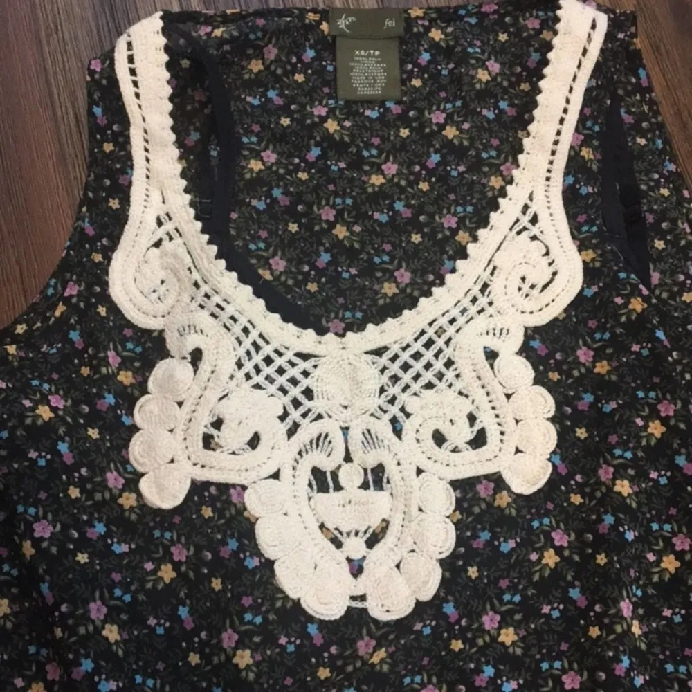 Anthro Fei Black Floral Crochet Dress - Image 5