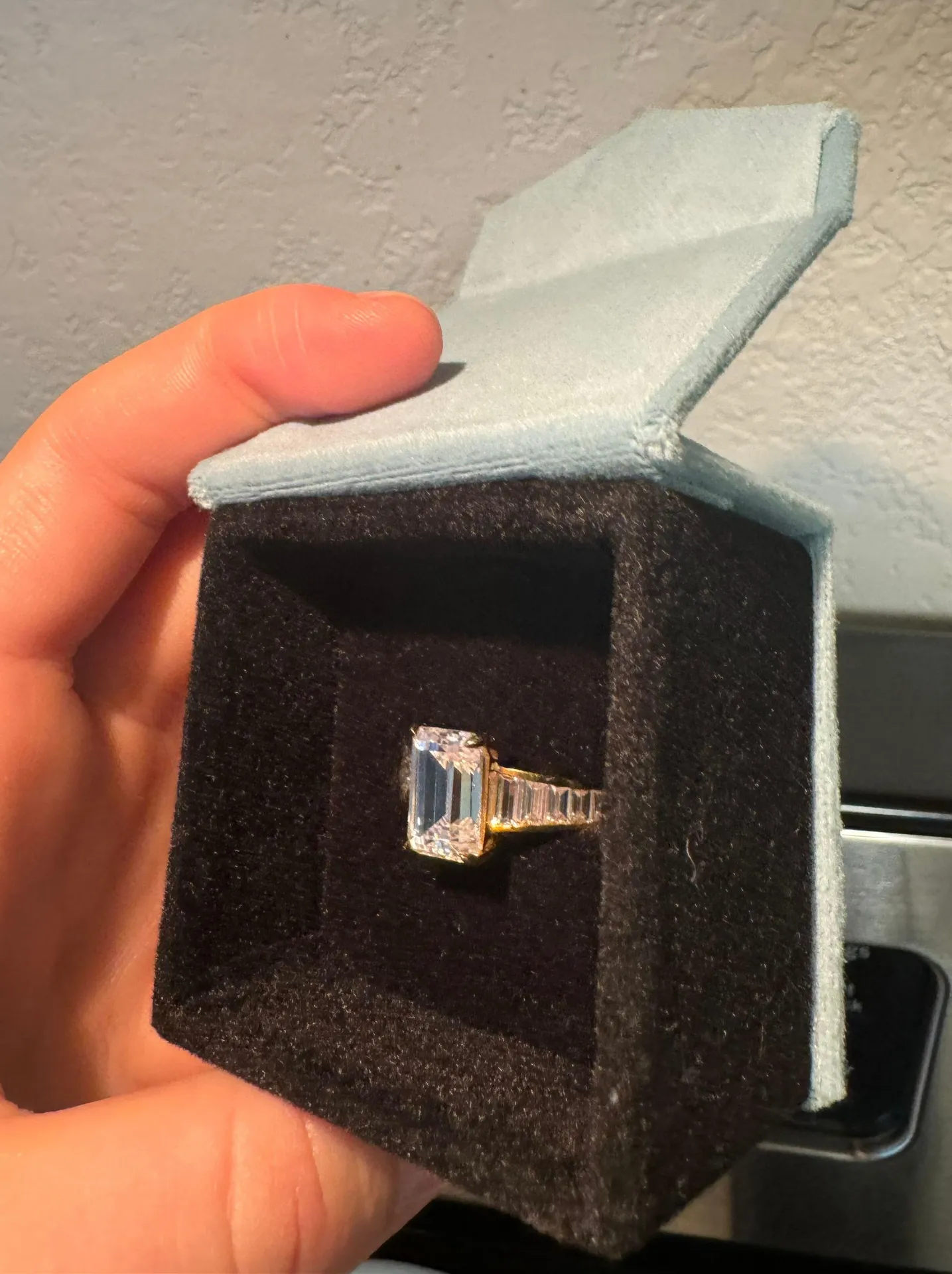 Vintage Cut Gold Moissanite Ring Size 9 - Image 5